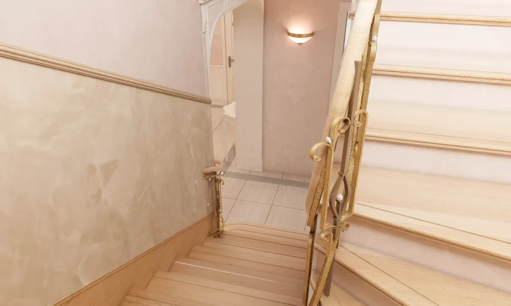 staircase-interior-private-house-classic-design-wooden-steps-with-gilded-forged-rails